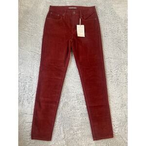 NWT Garnet Hill Women's straight legged Corduroy Pants in Deep Wine Red